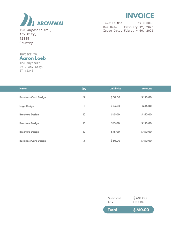 Blue Modern invoice template